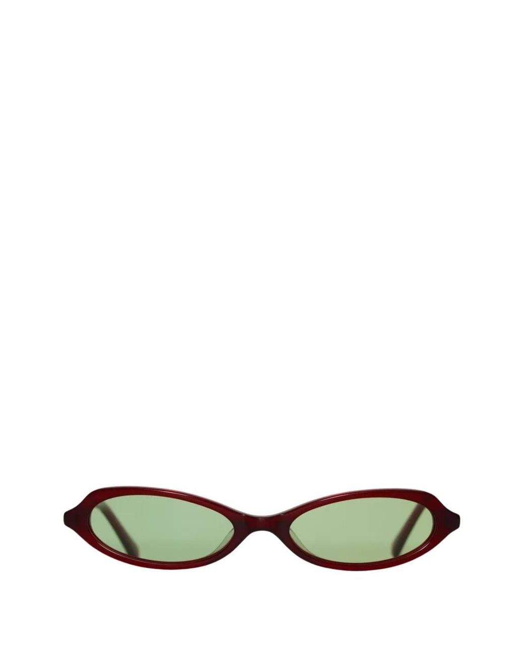Brøgger Green Oval-Frame Sunglasses