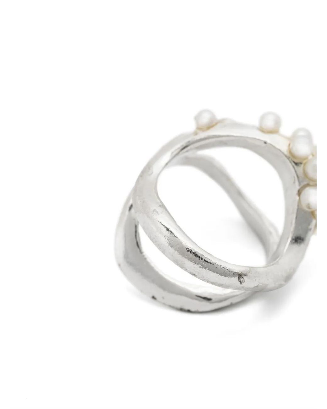 Beatriz Palacios White Double-Wave Cluster Ring