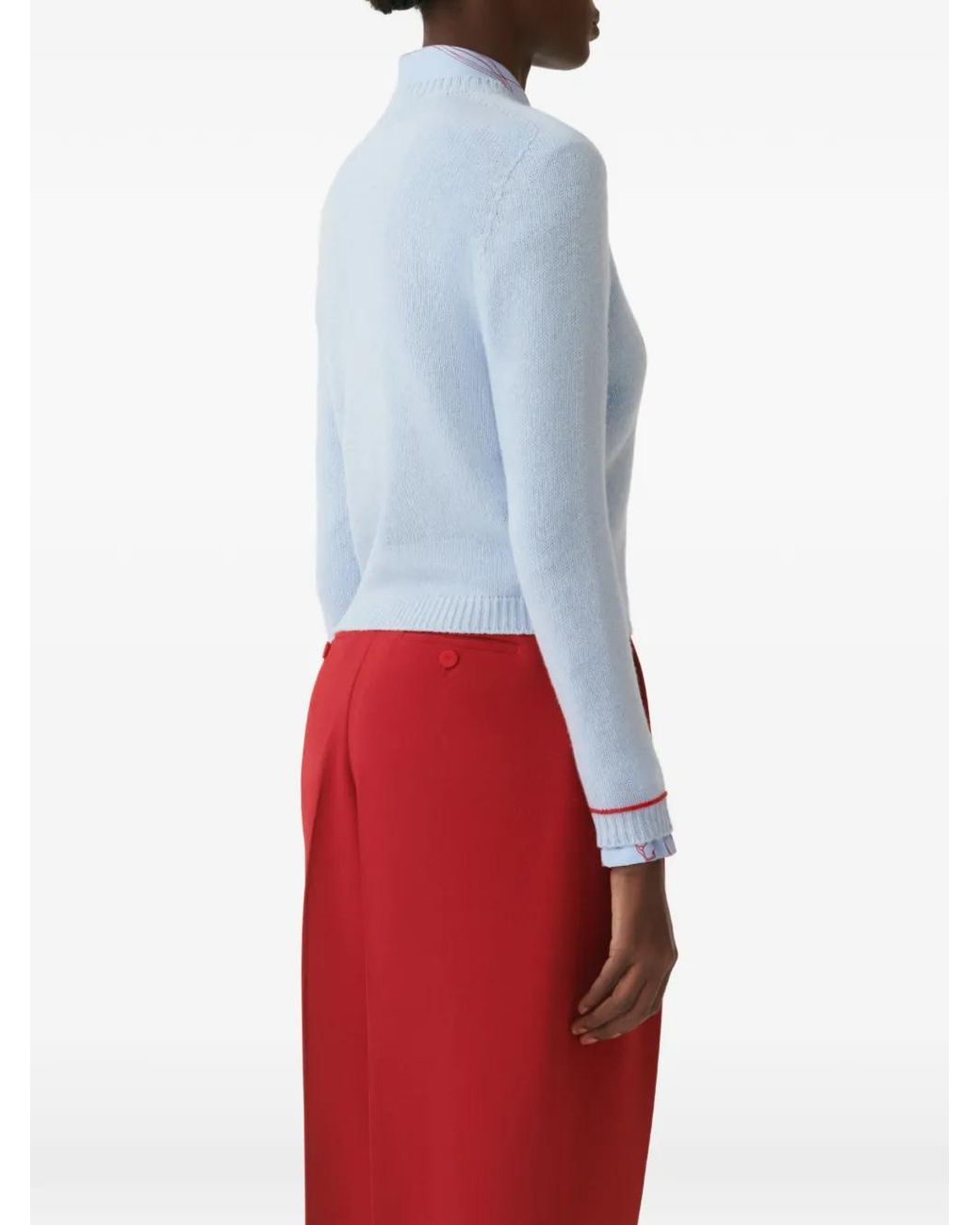 Fabiana Filippi Blue Contrast-Trim Button-Up Cardigan