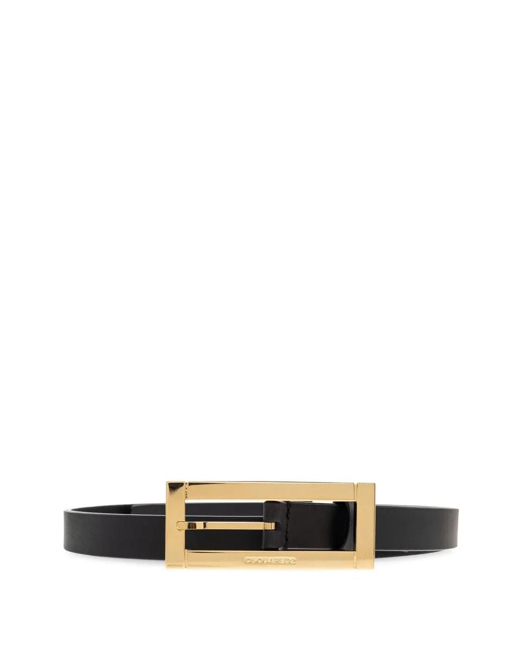 DSquared² White Rectangular-Buckle Leather Belt