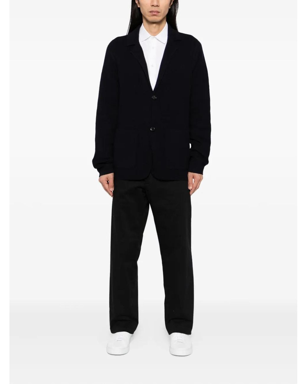 Paul Smith Black Merino Wool Knitted Cardigan Blazer for men