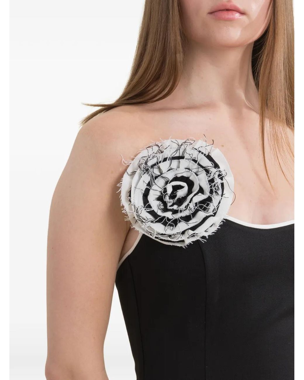 Contessa Mills Black Helix Floral-Appliqué Top