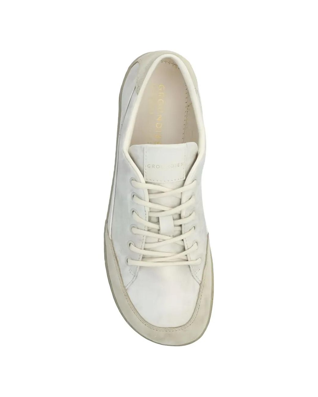 Groundies White Suede-Panelled Sneakers