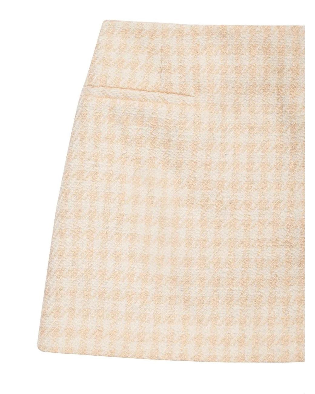 Anine Bing Natural Vanessa Houndstooth Tweed Miniskirt