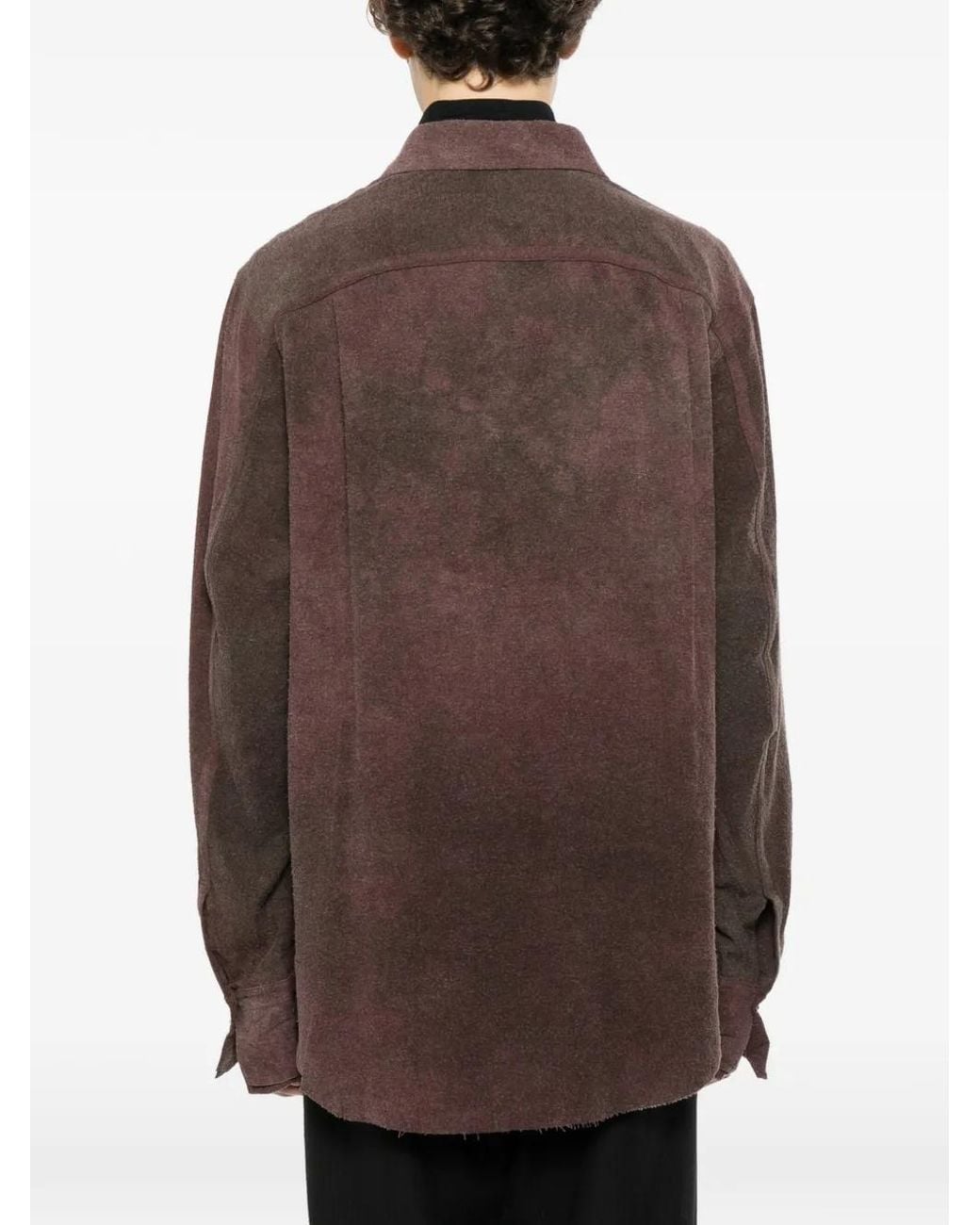 Ziggy Chen Brown Faded-Effect Concealed-Fastening Shirt for men