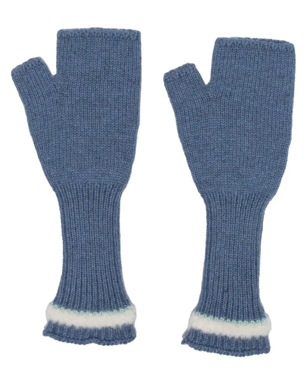 Barrie Blue Fingerless Knit Gloves