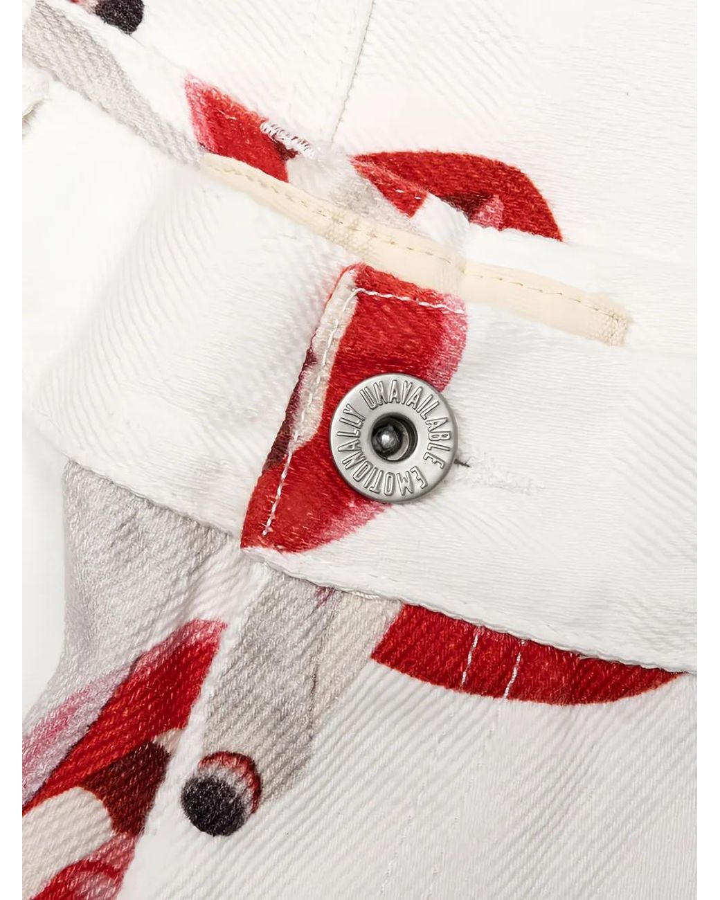 Emotionally Unavailable Red X Tom Wesselmann Smoking Lips-Print Trousers for men
