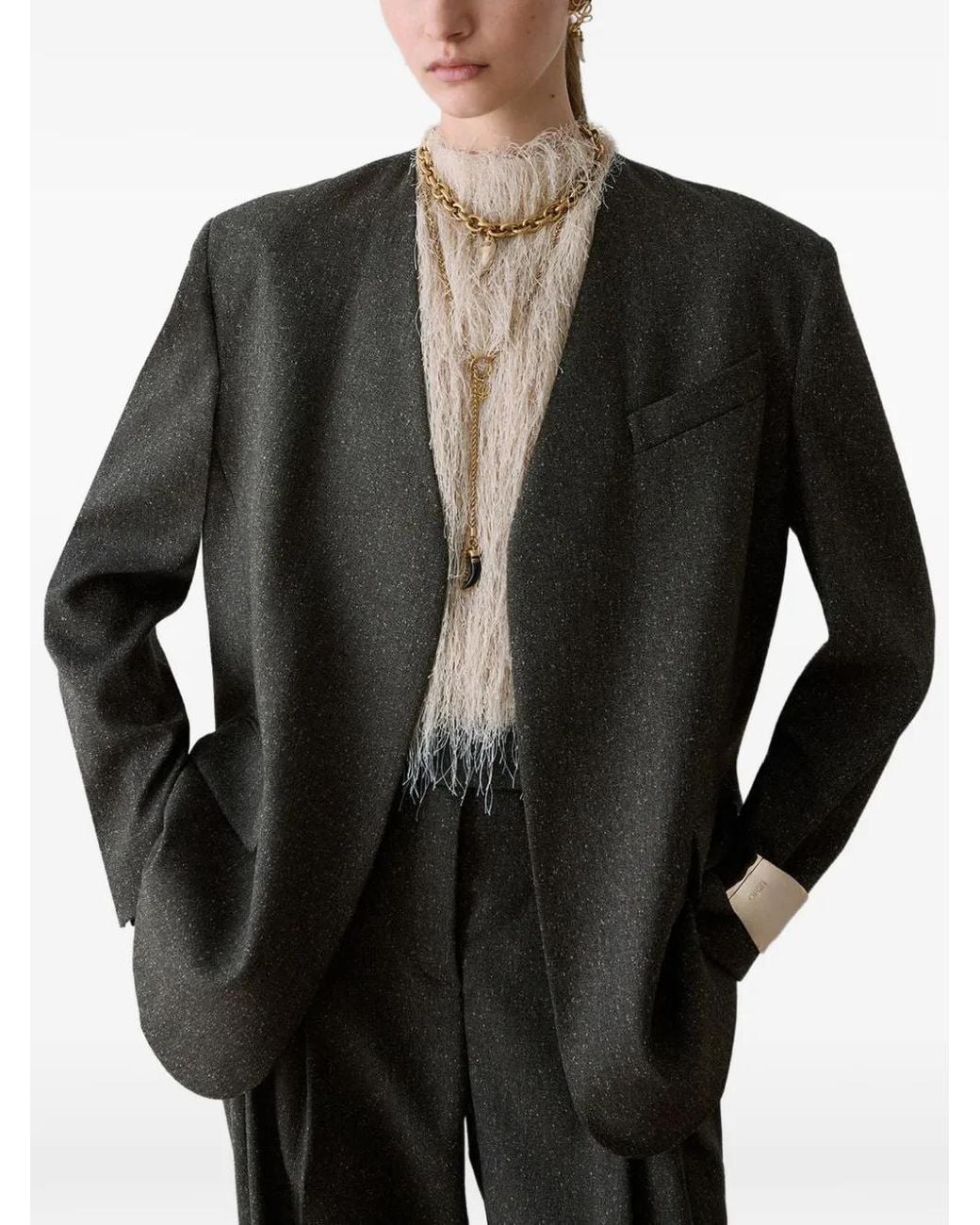 Liu Jo Black Tweed Jacket With Belt