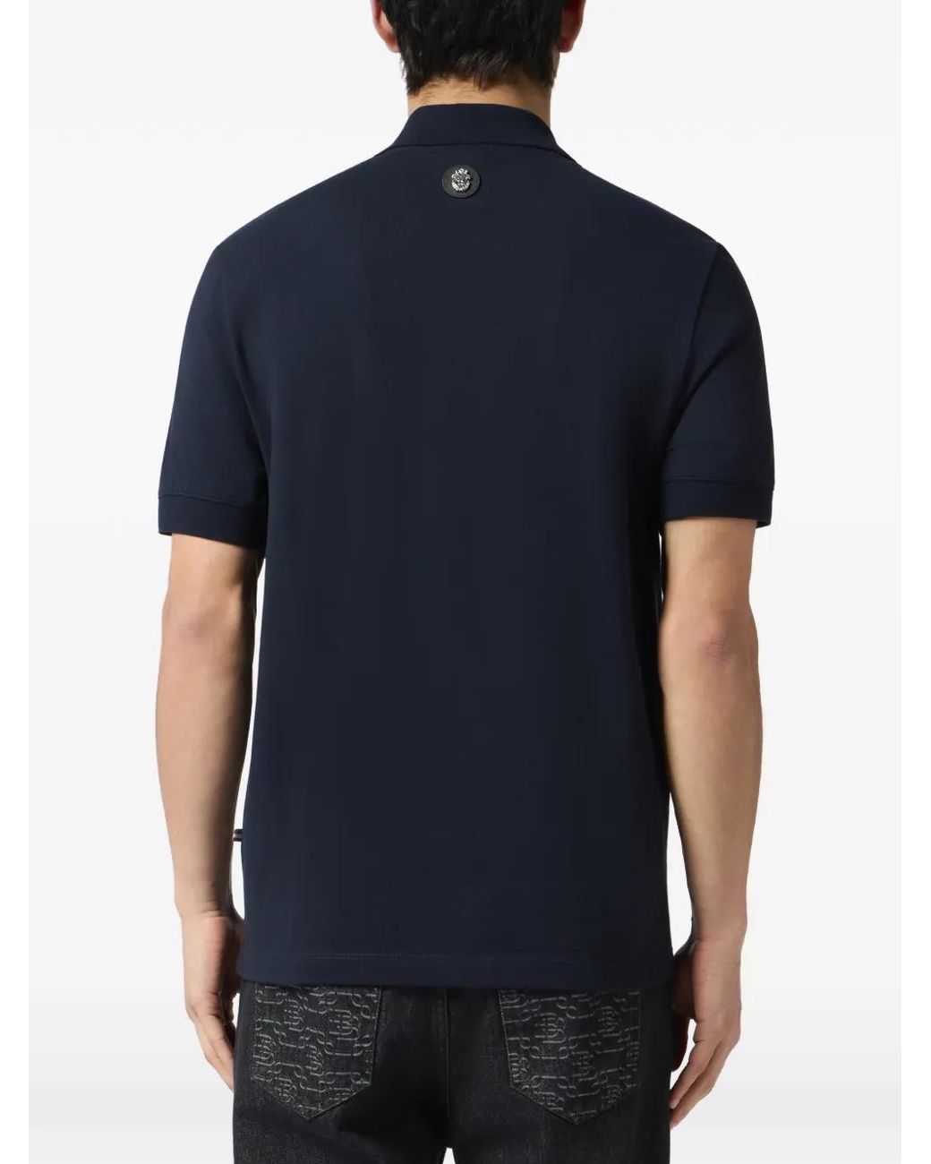 Billionaire Blue Baroque Embroidered Polo Shirt for men