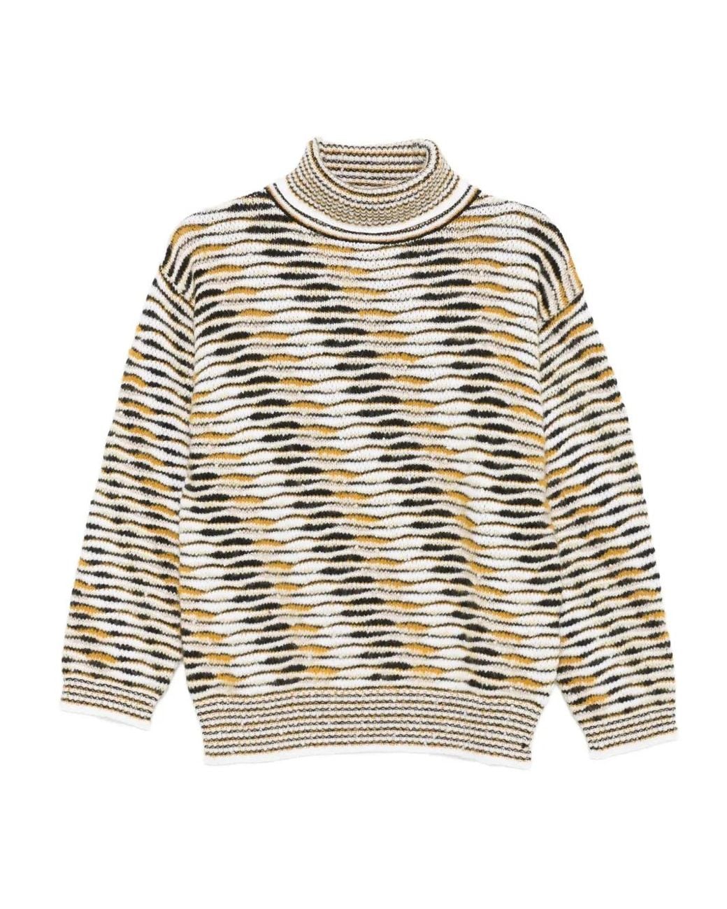 Missoni White High-Neck Flame-Pattern Sweater