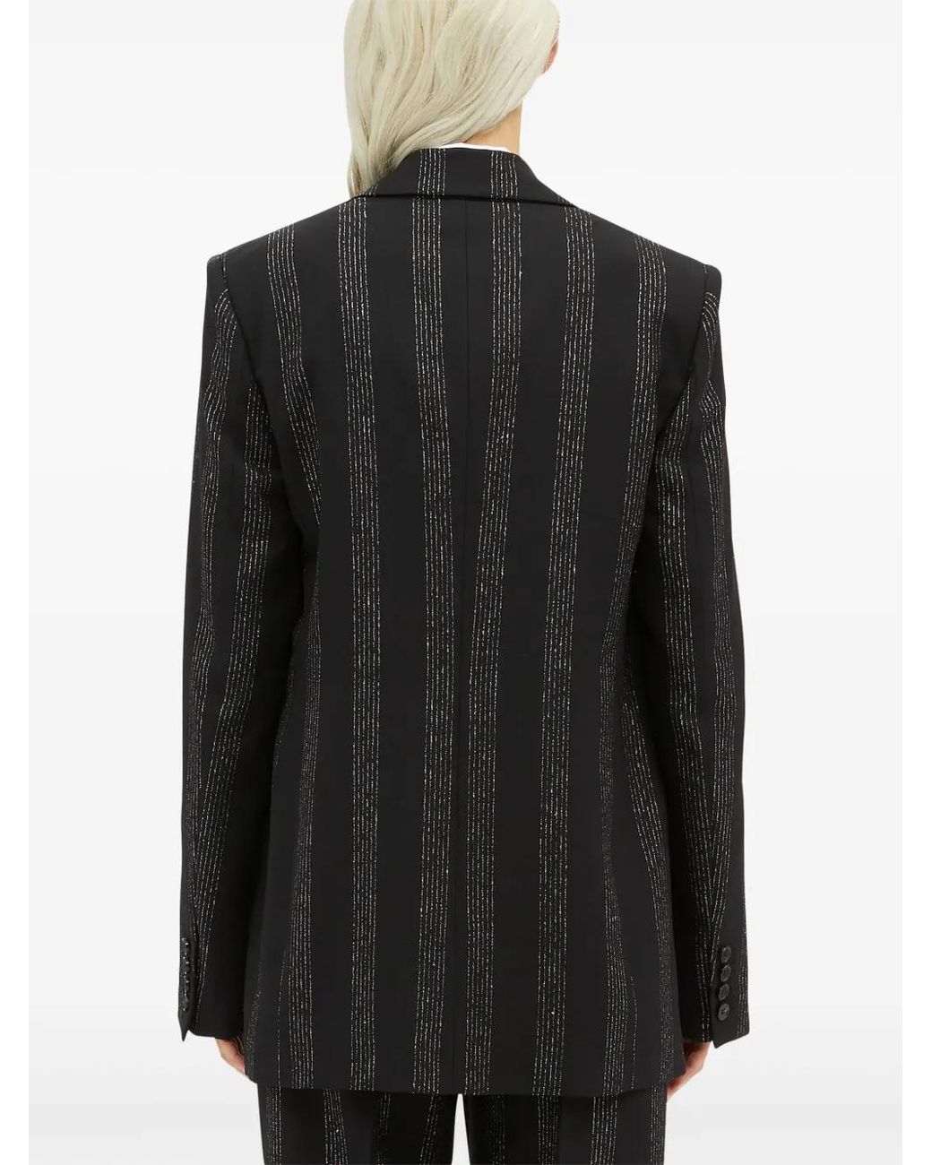 MSGM Black Striped Single-Breasted Blazer