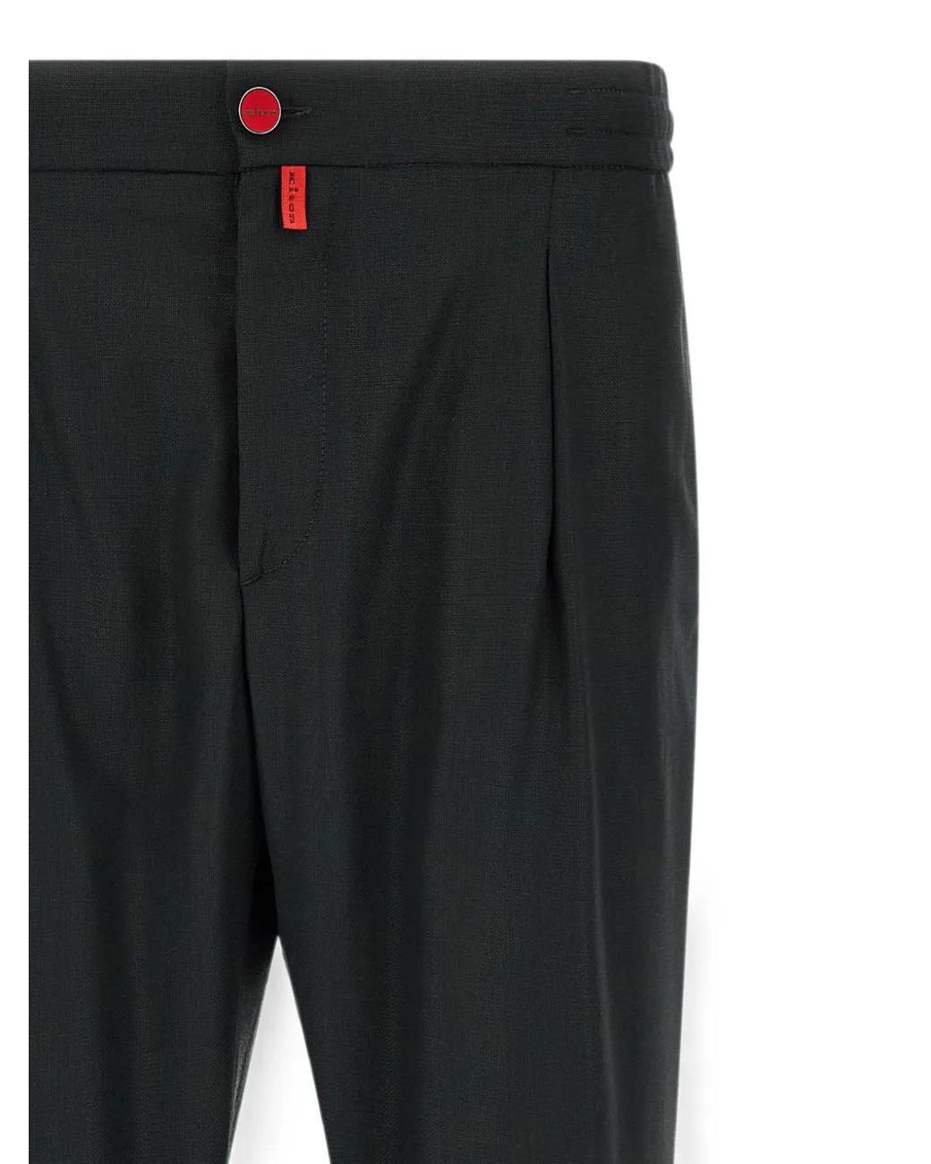 Kiton Black Pantalon En Laine À Design Plissé for men
