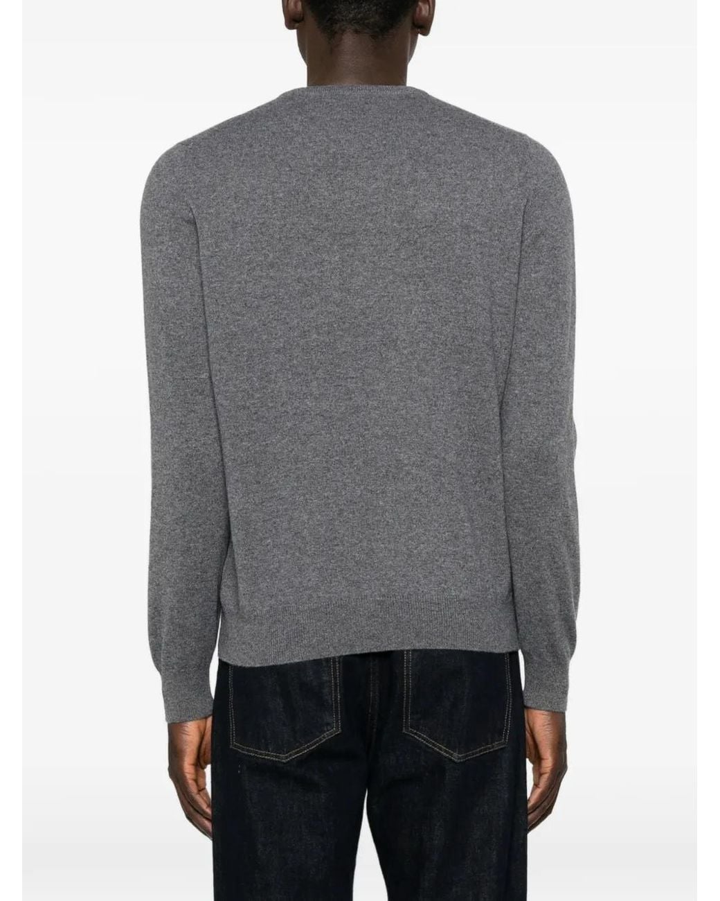 Fileria Gray Crew-Neck Ribbed-Trim Knit for men