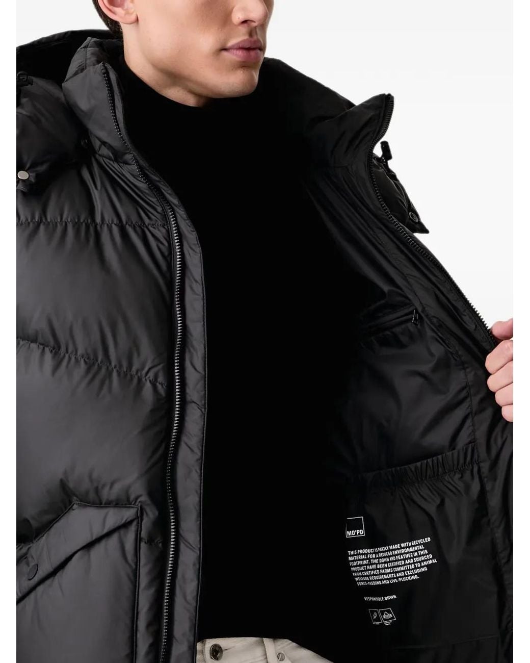 Marc O' Polo Black Quilted Hooded Jacket for men