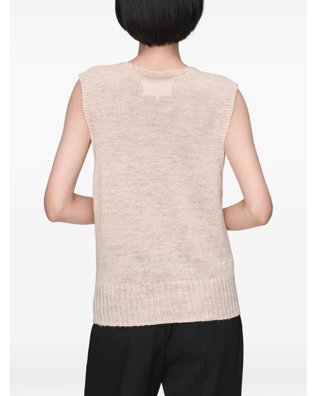 Maison Margiela Pink Ribbed V-Neck Vest