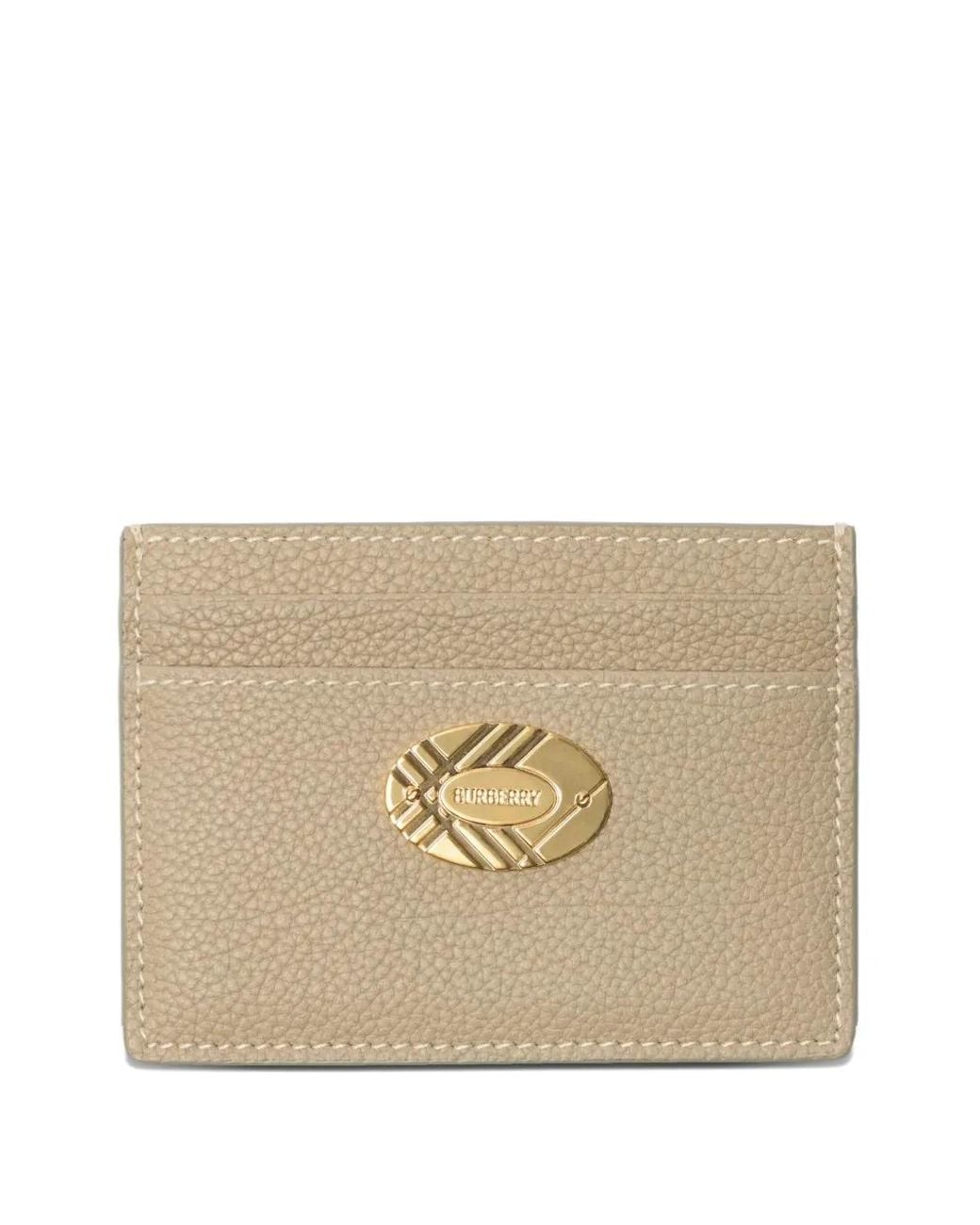 Burberry Natural Logo-Plaque Leather Card Holder