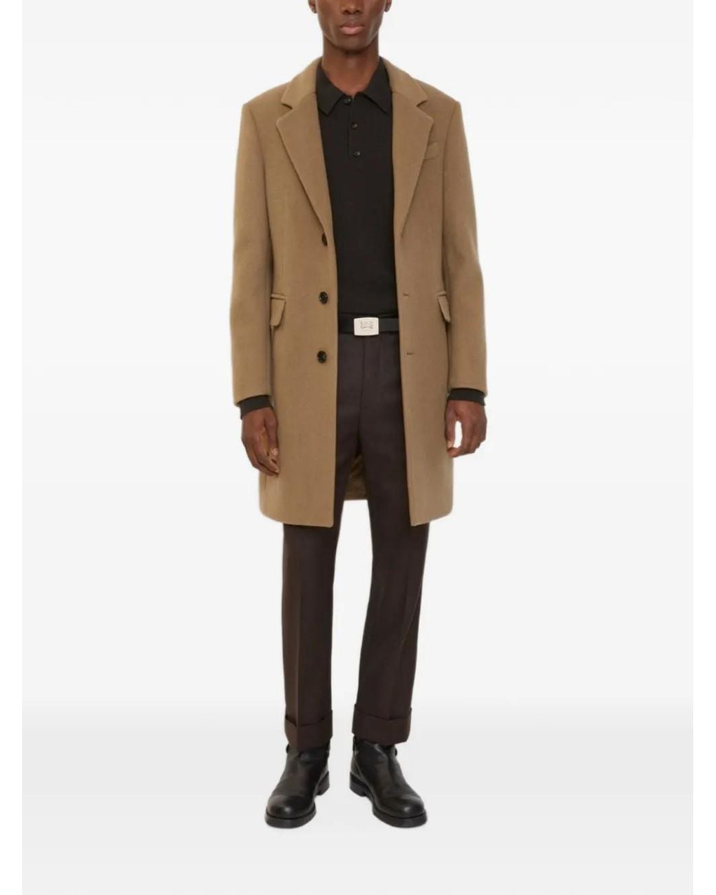 Burberry Natural Wool Tailored Coat for men