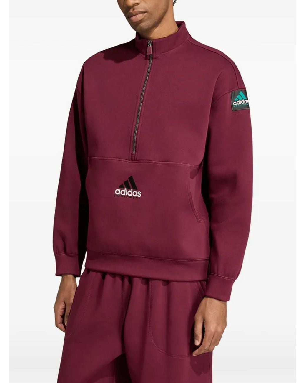 Adidas Red Equipment Spacer Half-Zip Sweatshirt for men