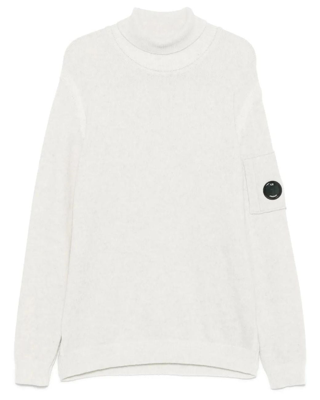 C P Company White Lens-Detail Turtle-Neck Sweater for men
