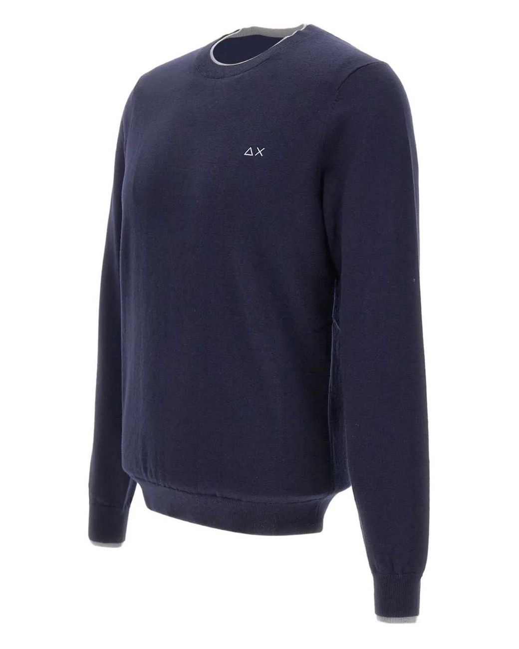 Sun 68 Blue Ribbed Crew-Neck Sweater for men