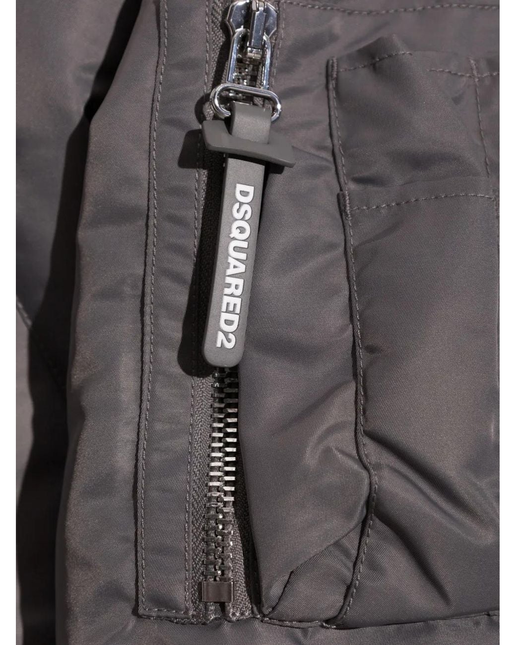DSquared² Gray Logo-Patch Bomber Jacket for men