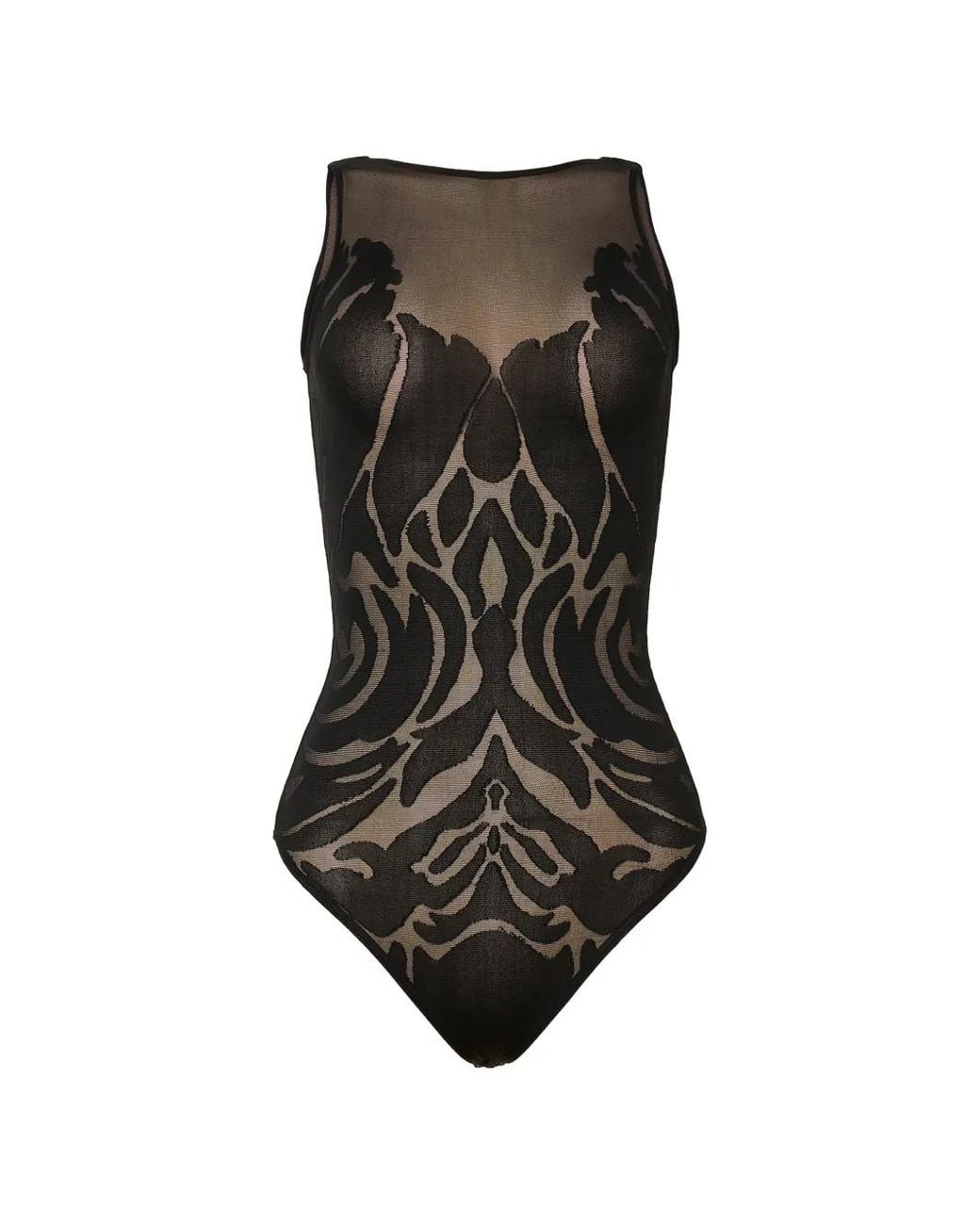 Wolford Black Rose Shadow Sleeveless Bodysuit