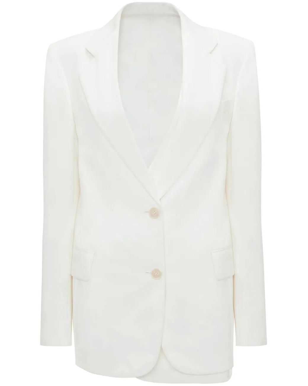 Victoria Beckham White Asymmetric Double-Layered Blazer