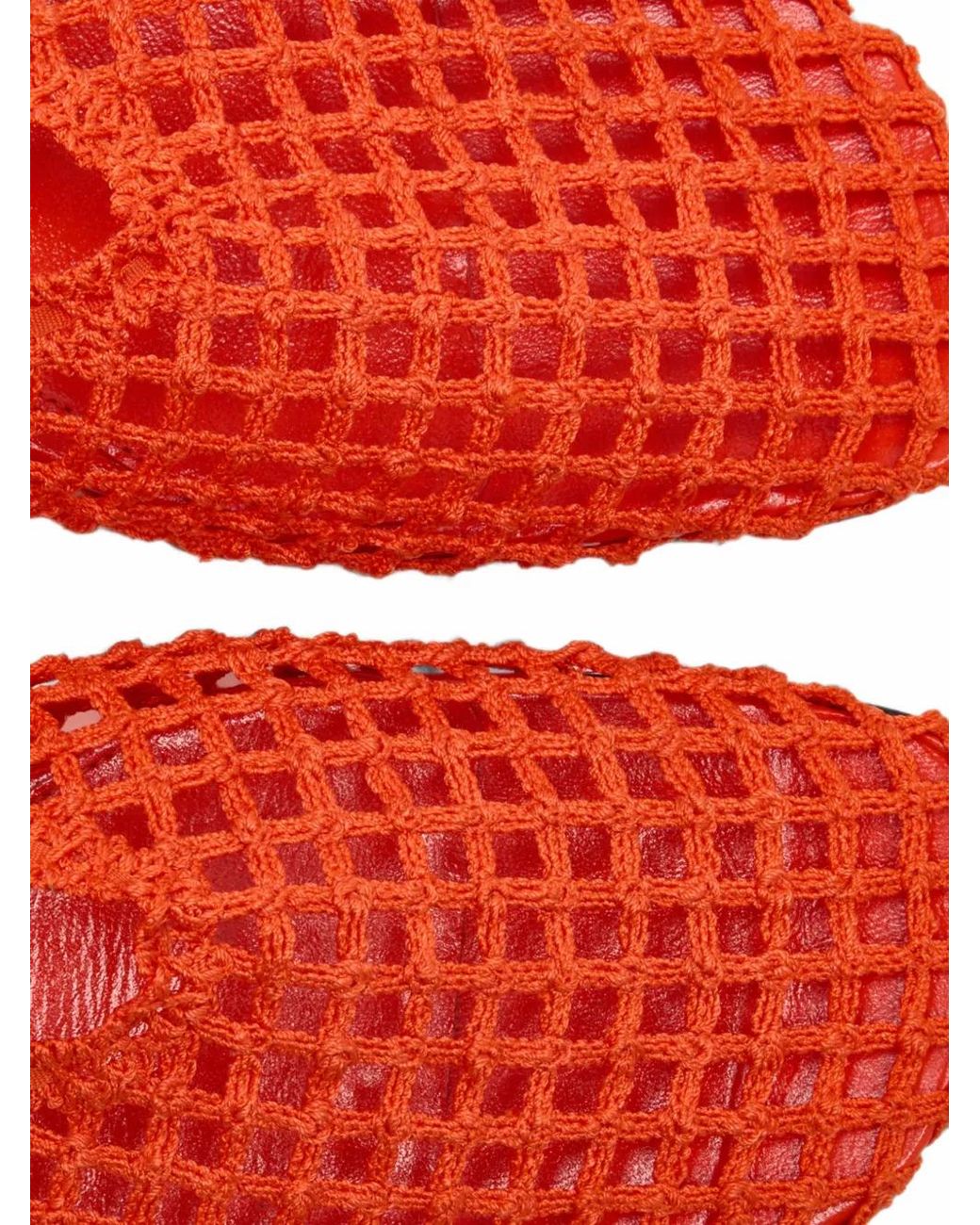 Proenza Schouler Red Slant Crochet Ballerinas
