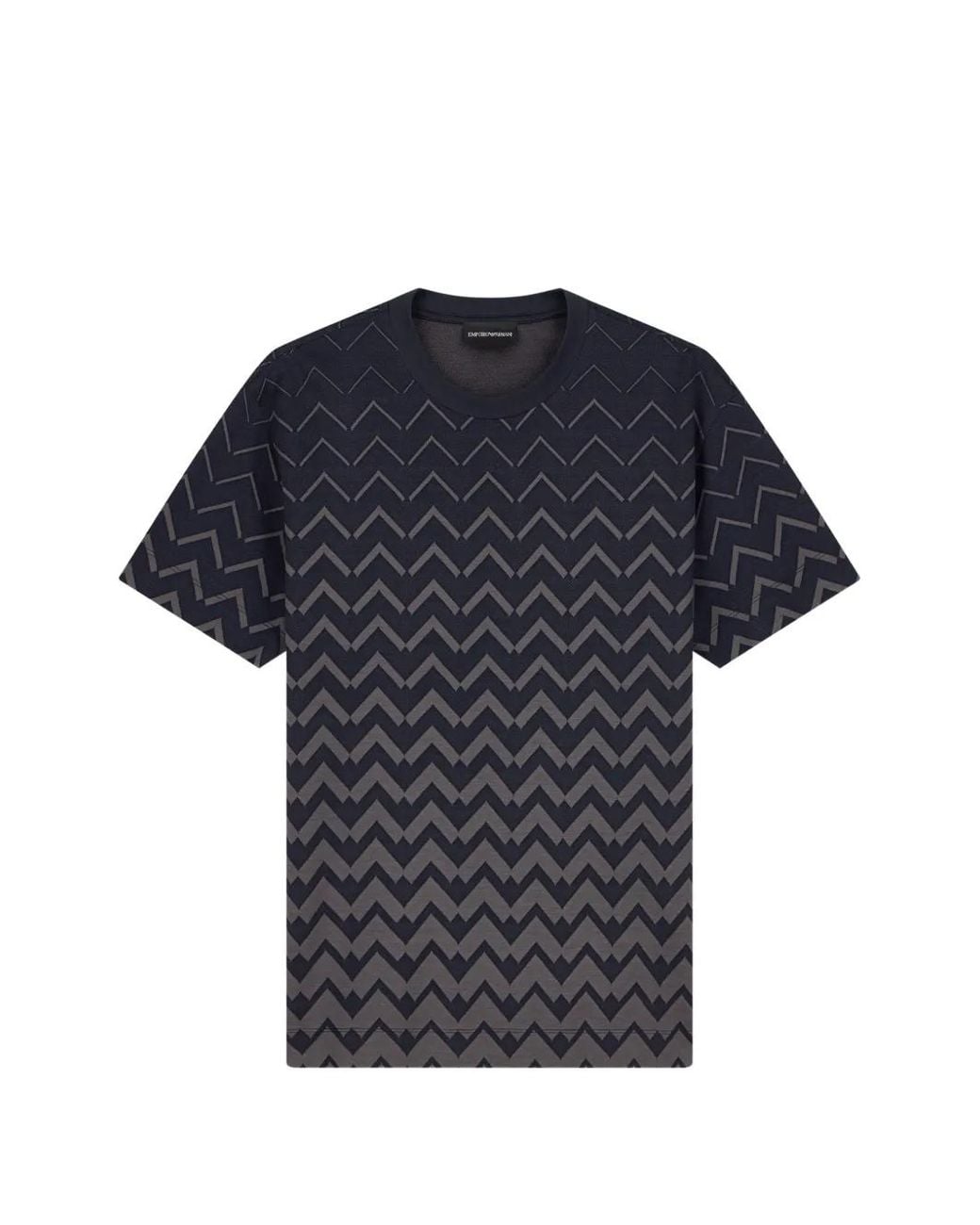 Emporio Armani Blue T-Shirt À Motif De Chevrons En Jacquard for men