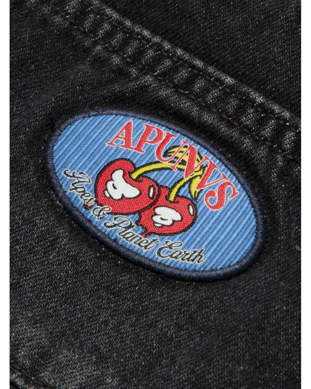 Aape By A Bathing Ape Gray Moonface-Appliqué Jeans