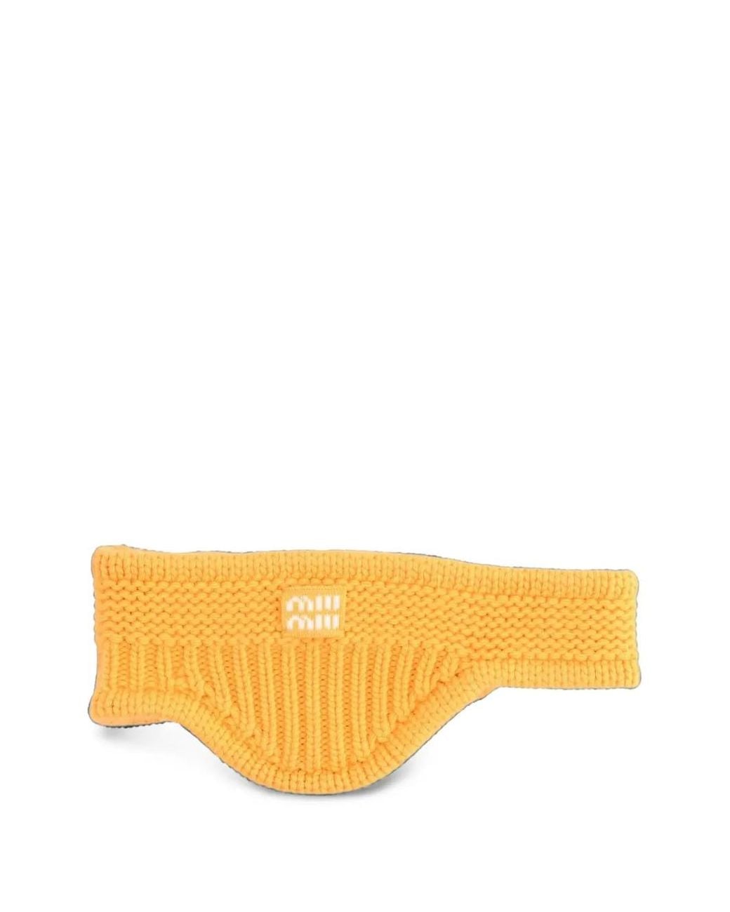 Miu Miu Orange Wool And Cashmere Headband With Ear Flaps