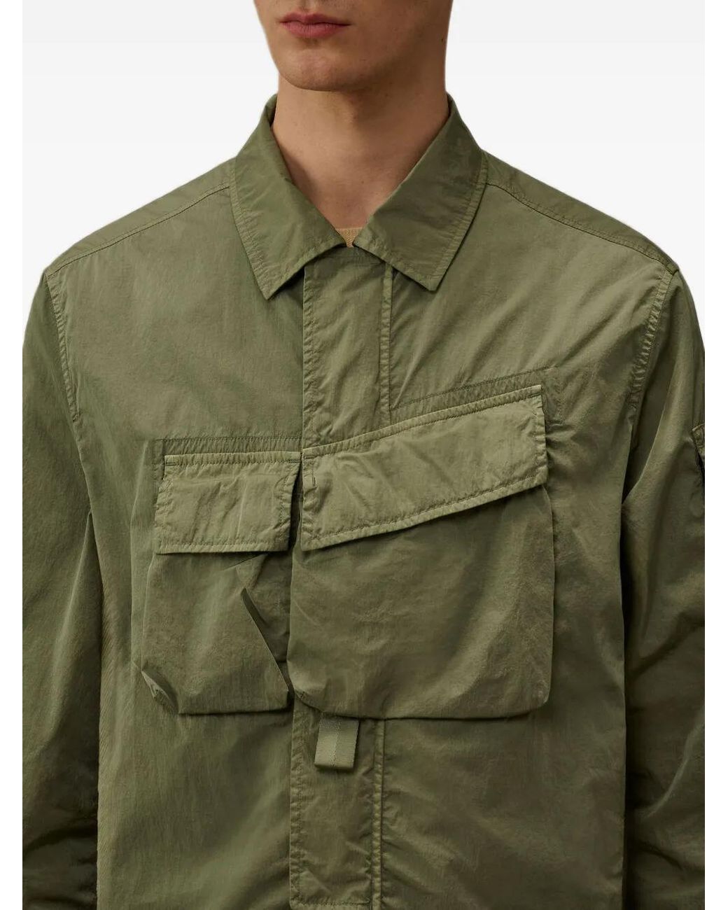 C P Company Green Heavy Chrome-R Zipped Lens Overshirt for men