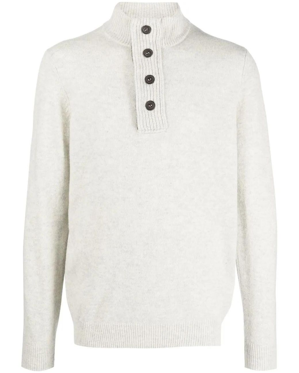 Barbour White Elbow-Patch Button-Up Half-Zip Sweater for men