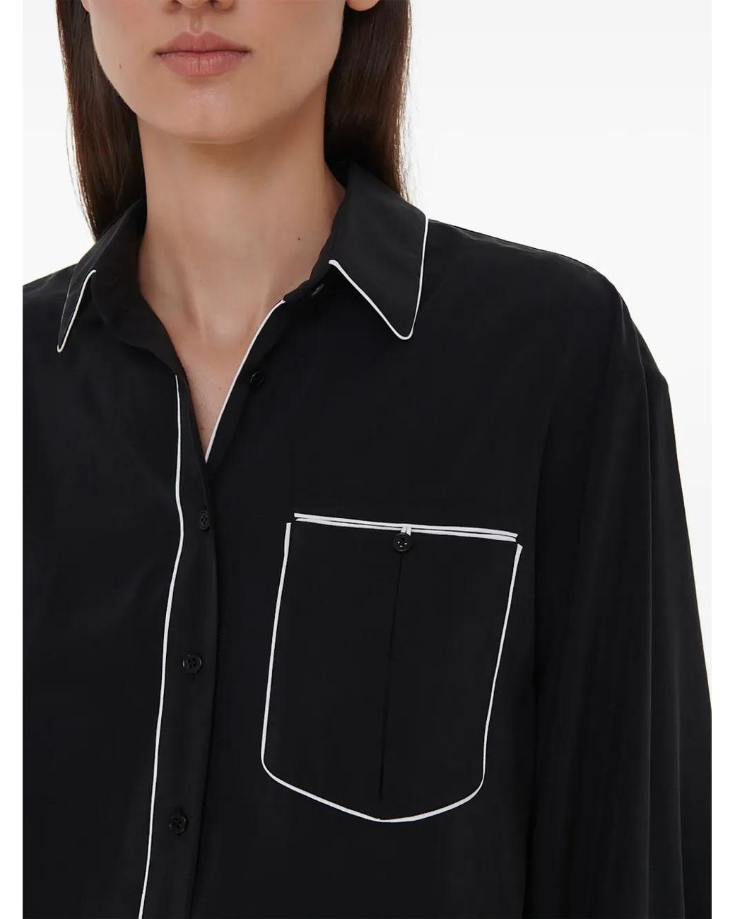 A.M.G Black Contrast-Trim Shirt