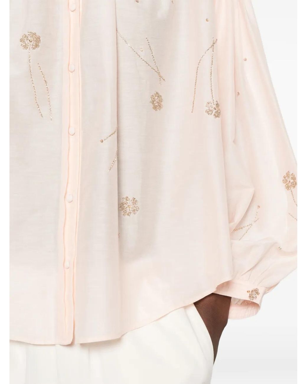 Forte_forte Pink Embroidered Balloon-Sleeve Blouse