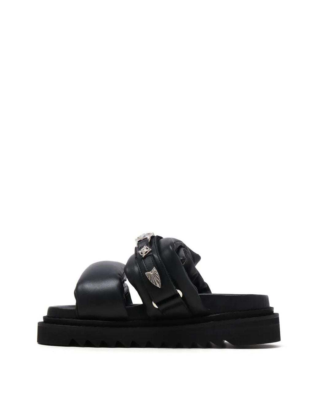 Toga Black Buckled Leather Sandals