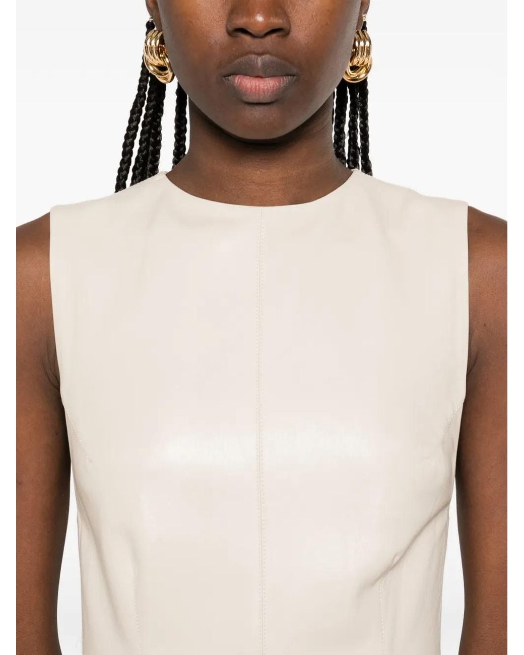 Nanushka White Crew-Neck Midi Dress