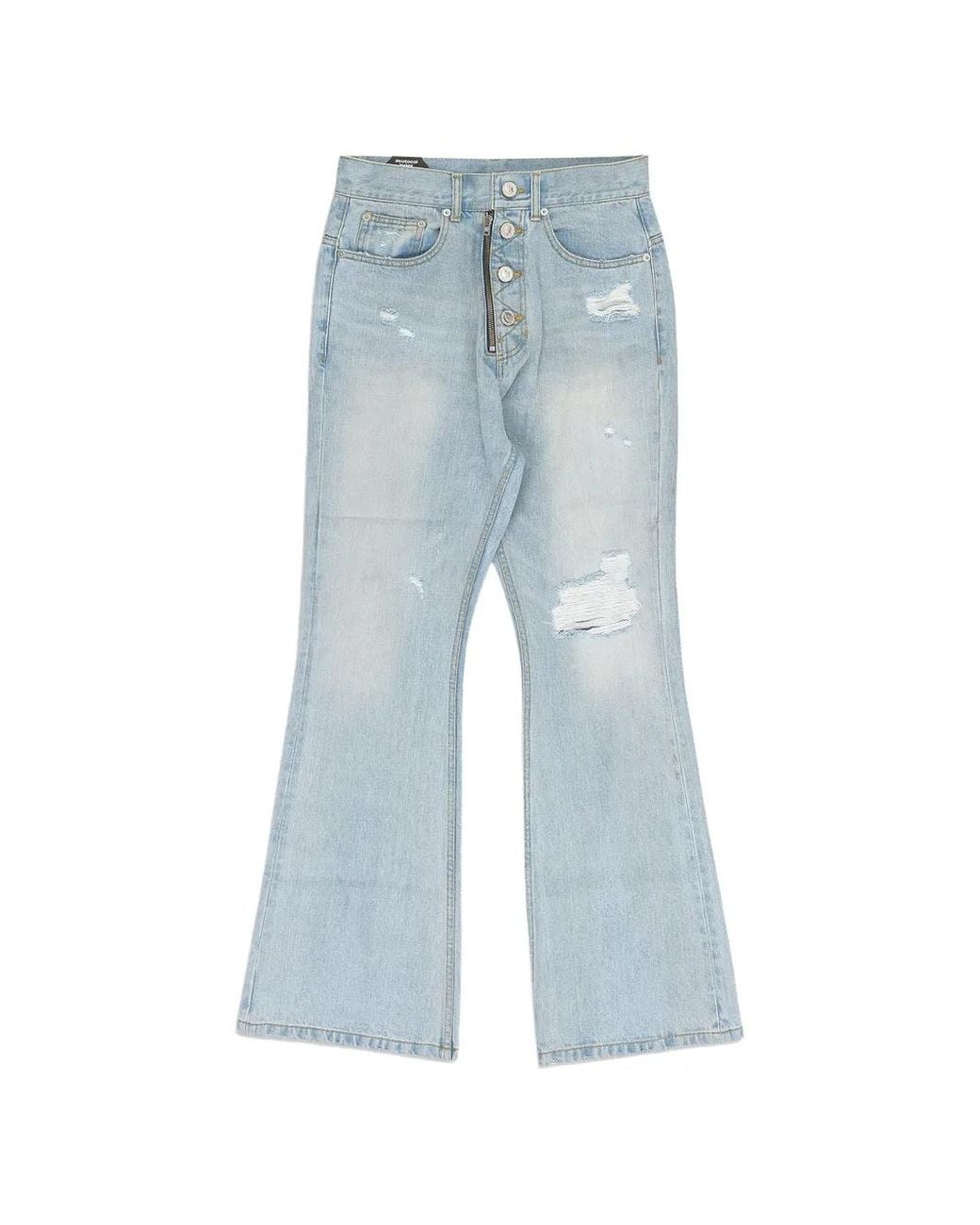 Protocol Index Blue Distressed Flared Jeans for men