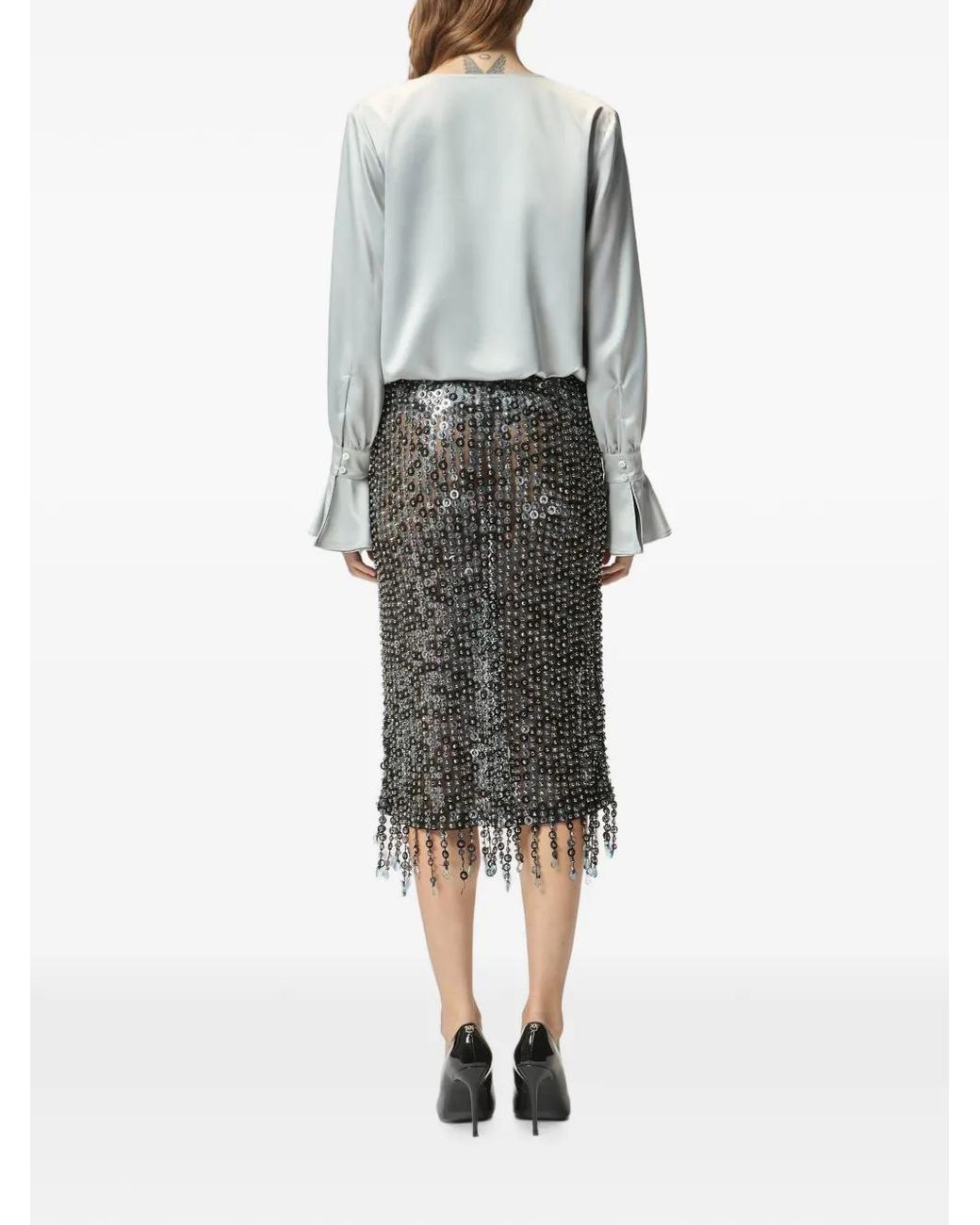 Pinko White Filipa Blouse With Cowl Neck