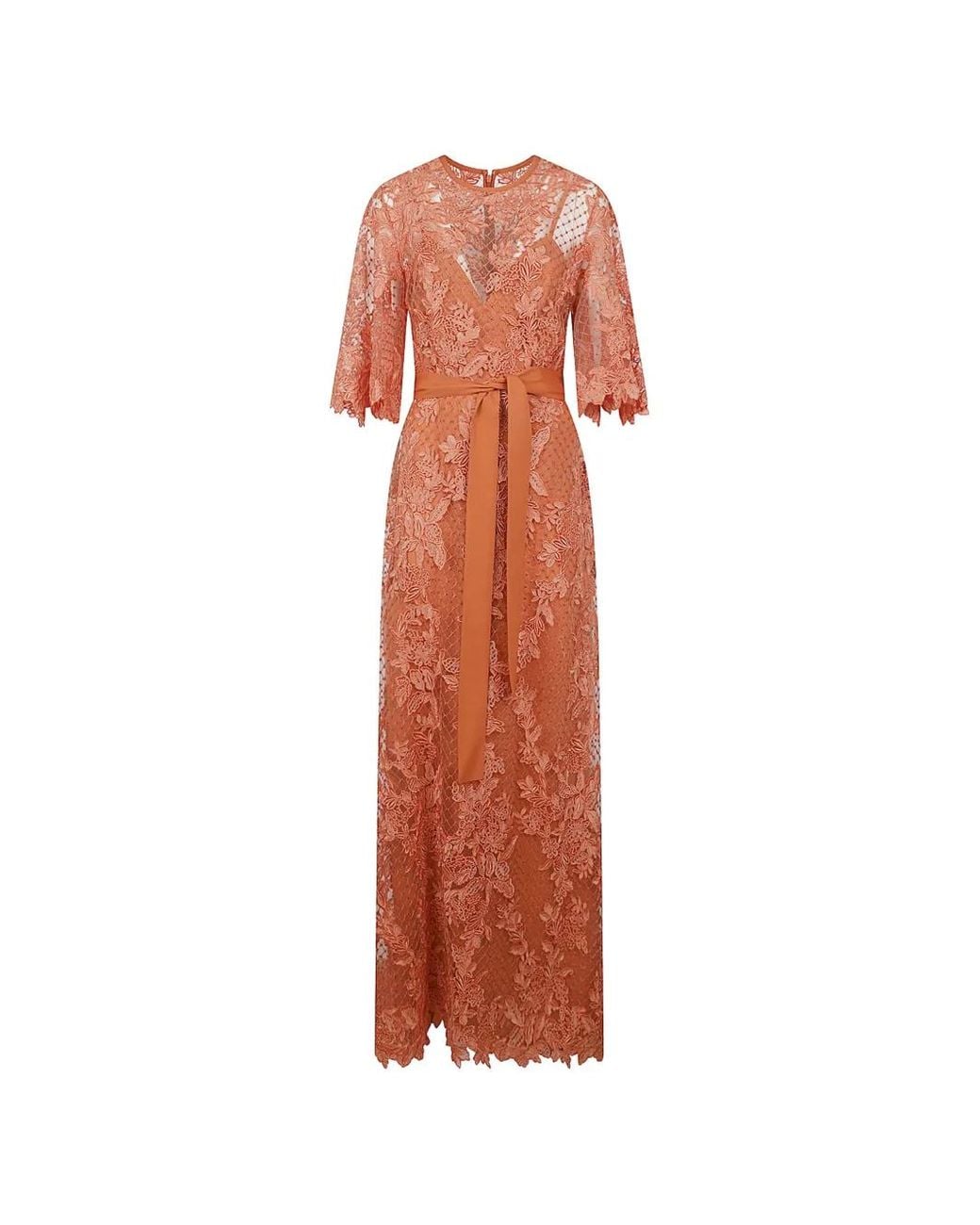 Elie Saab White Robe Fleurie À Taille Ceinturée