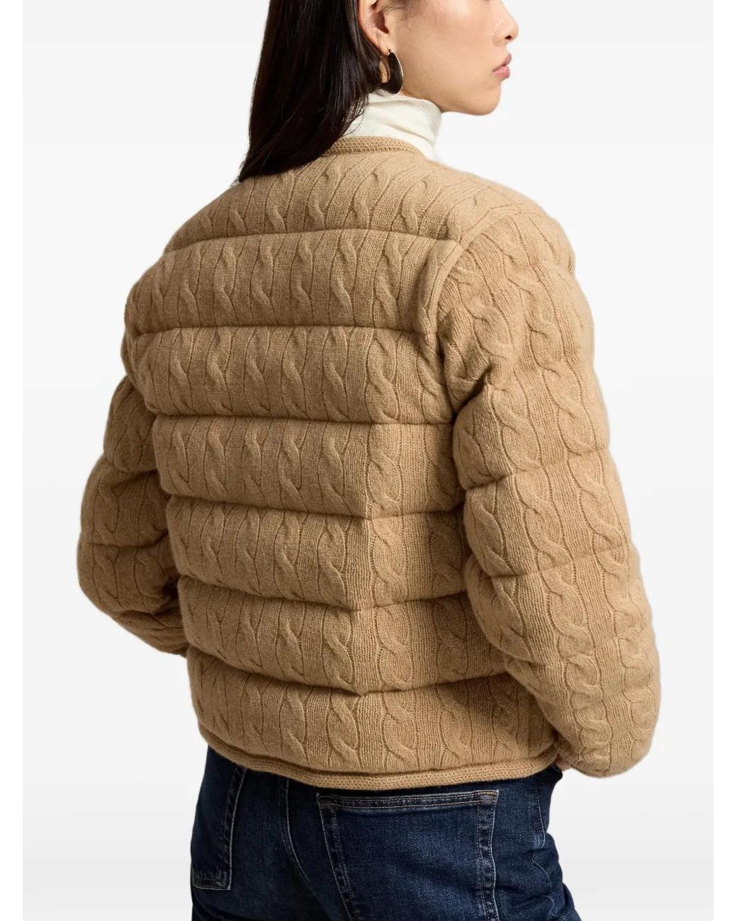 Polo Ralph Lauren Jassen ,Wol Cable-Knit Bomberjack in het Natural