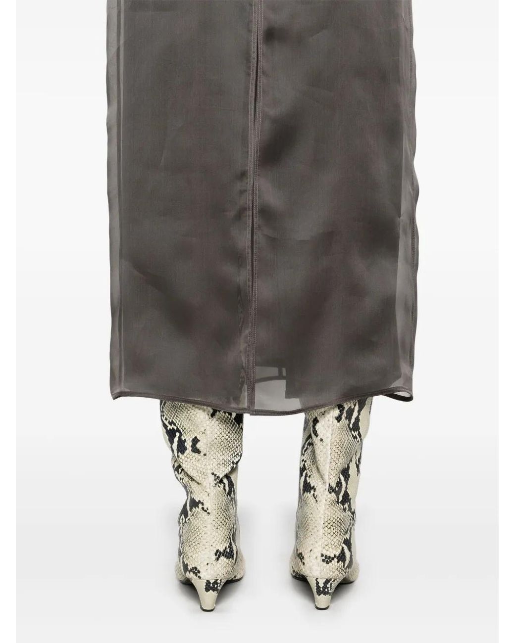 Fabiana Filippi Gray Organza Midi Skirt