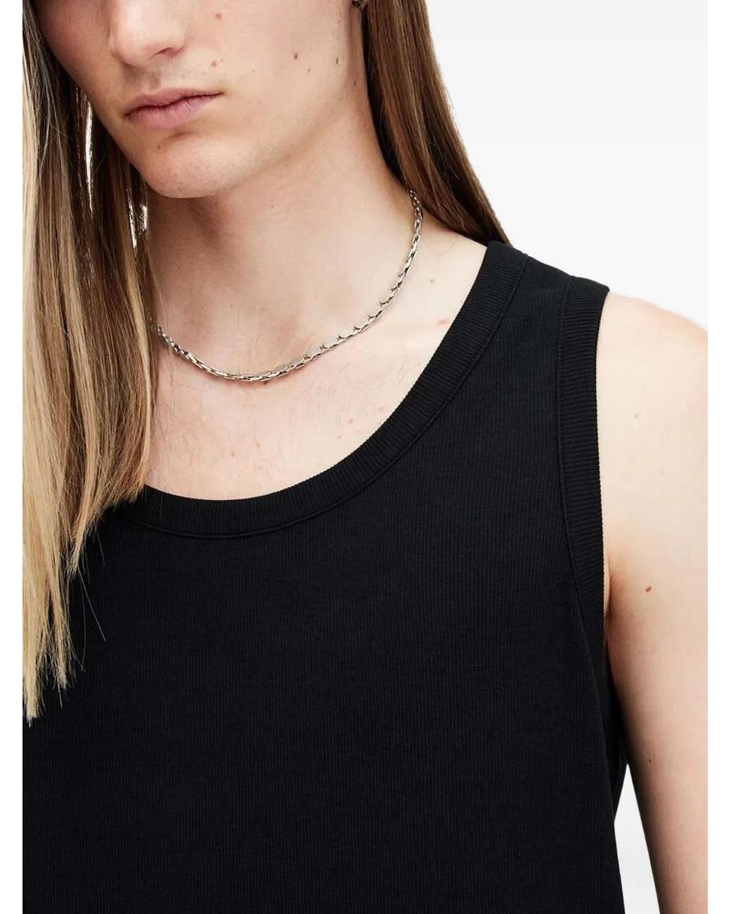 AllSaints Black Ribbed-Knit Vest for men