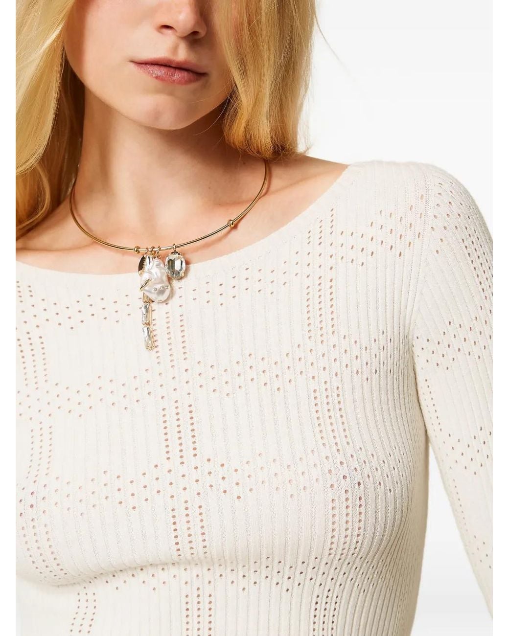 Twinset White Ribbed Top