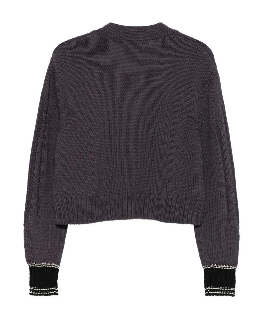 Alysi Blue Cable-Knit V-Neck Sweater