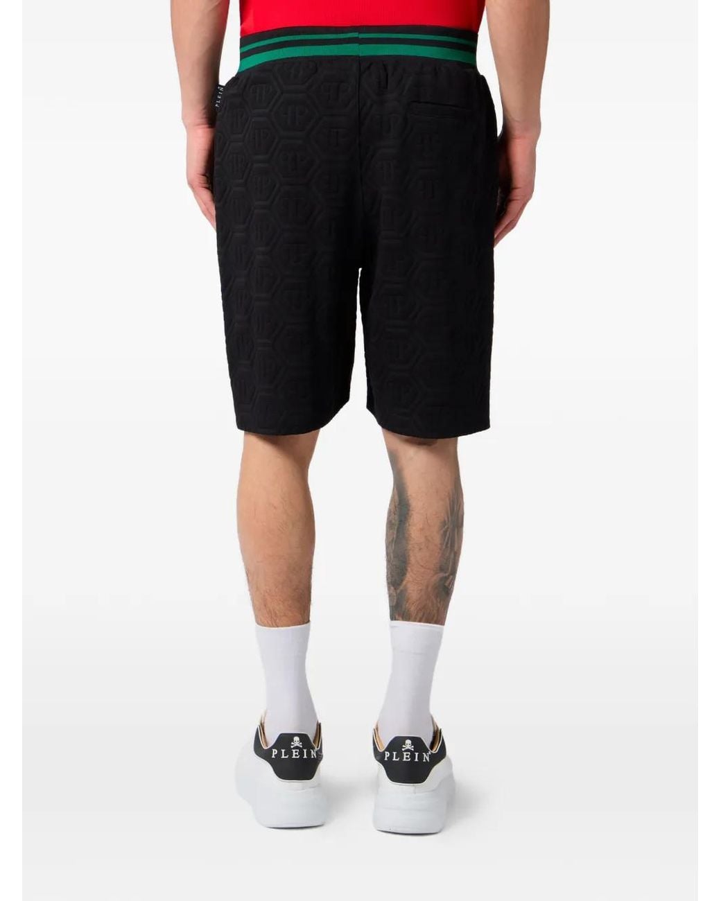 Philipp Plein Black Short À Motif Monogrammé En Jacquard for men