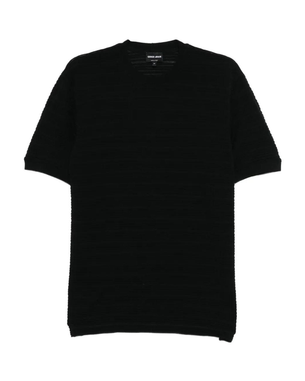 Giorgio Armani Black Striped Wool T-Shirt for men