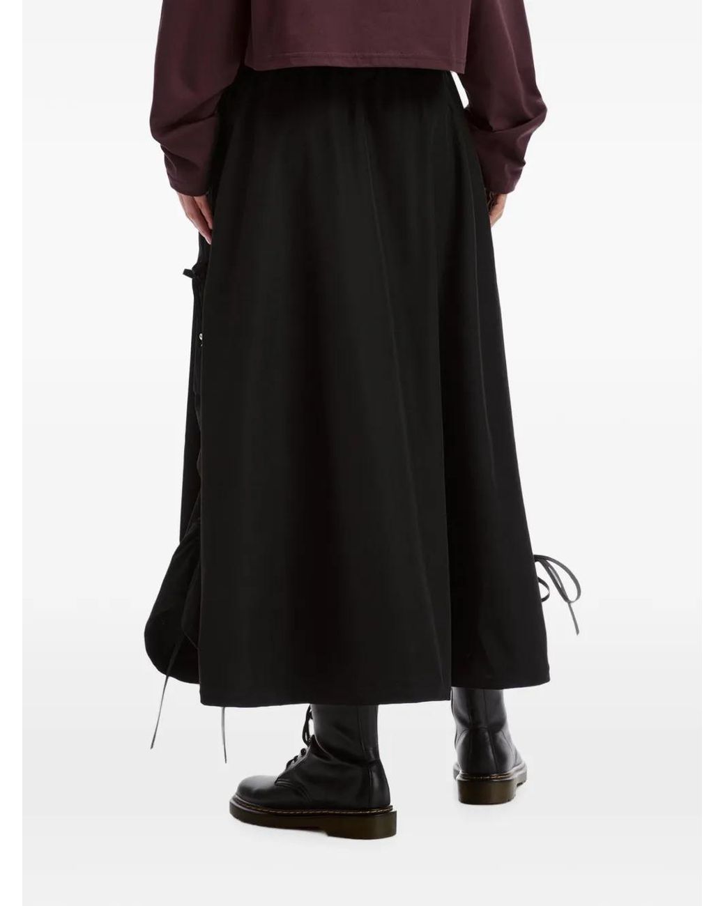 Izzue Black Ruched-Sides Cargo Maxi Skirt