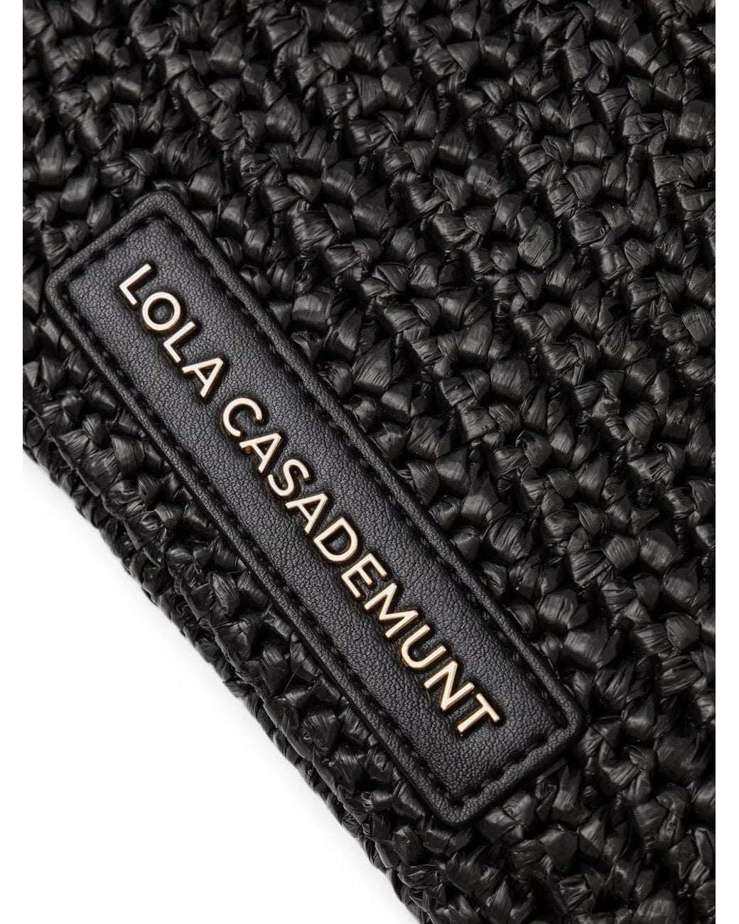 Lola Casademunt Black Woven-Effect Logo-Handle Tote Bag