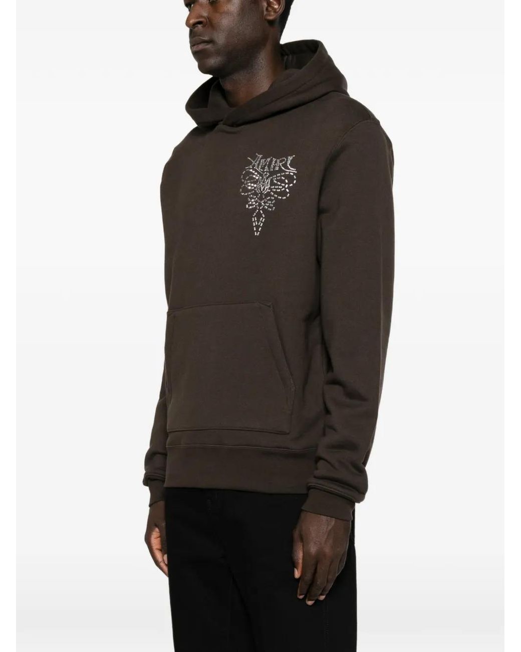 Amiri Brown Lasso Crystal-Embellished Hoodie for men